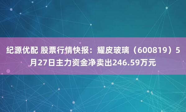 纪源优配 股票行情快报：耀皮玻璃（600819）5月27日主力资金净卖出246.59万元