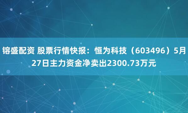 镕盛配资 股票行情快报：恒为科技（603496）5月27日主力资金净卖出2300.73万元