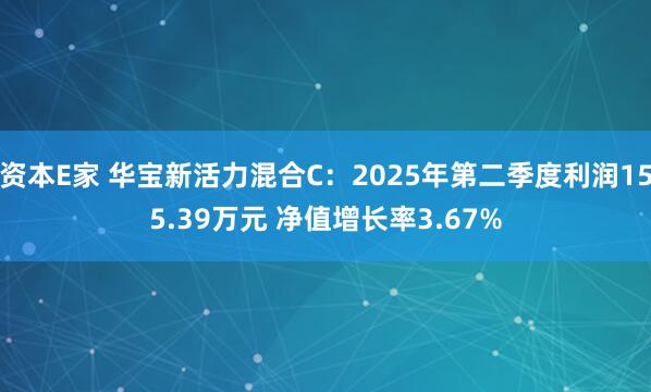 资本E家 华宝新活力混合C：2025年第二季度利润155.39万元 净值增长率3.67%