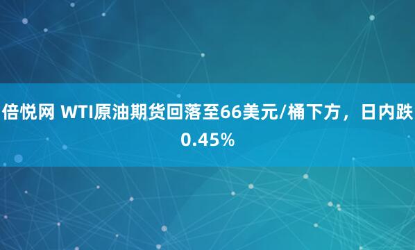倍悦网 WTI原油期货回落至66美元/桶下方，日内跌0.45%