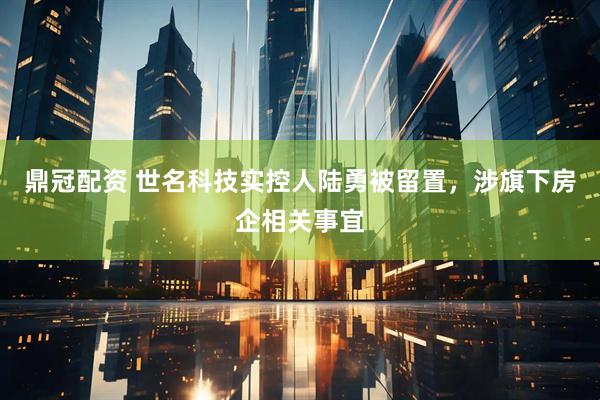 鼎冠配资 世名科技实控人陆勇被留置，涉旗下房企相关事宜